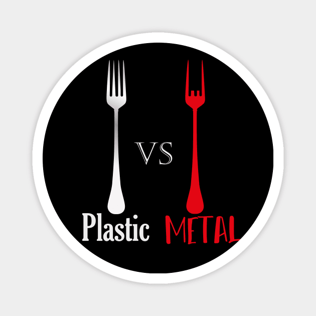 Plastic VS METAL with forks Magnet by MerchSpot